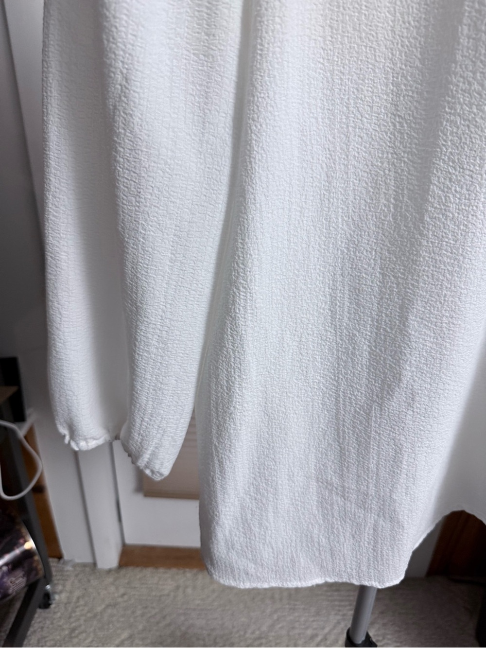 Alice Blue White Ruffled Lace-Trim Blouse puff sleeves semi sheer button down XL - Picture 12 of 15